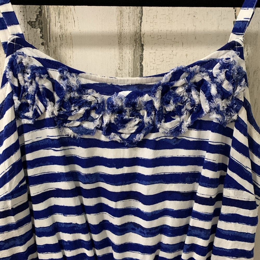 Striped Loft white and blue dress - Picture 3 of 4